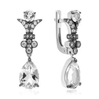 Серебряные серьги с горным хрусталем