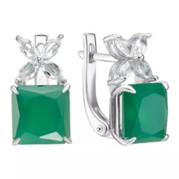 Серебряные серьги с горным хрусталем и агатами