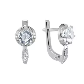 Серебряные серьги с горным хрусталем и фианитами