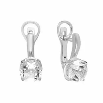 Серебряные серьги с горным хрусталем и фианитами