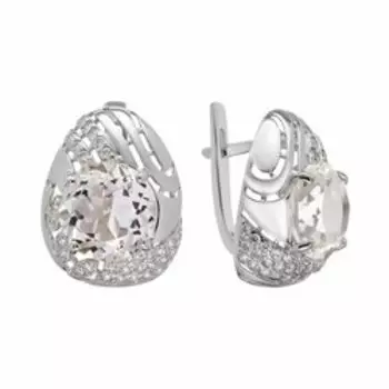 Серебряные серьги с горным хрусталем и фианитами