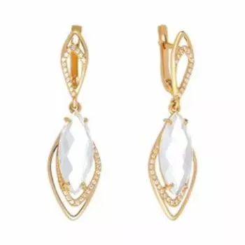 Серебряные серьги с горным хрусталем и фианитами