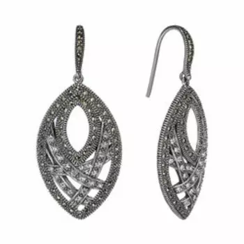 Серебряные серьги с горным хрусталем и марказитом