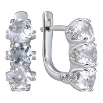 Серебряные серьги с горным хрусталем и топазами