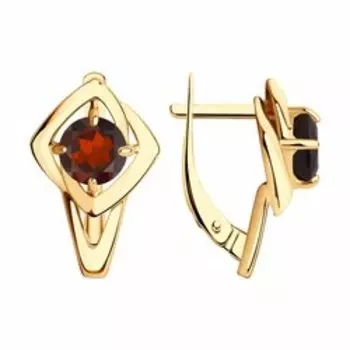 Серьги из золочёного серебра с гранатами