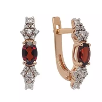 Серебряные серьги с гранатами и фианитами