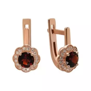 Серебряные серьги с гранатами и фианитами