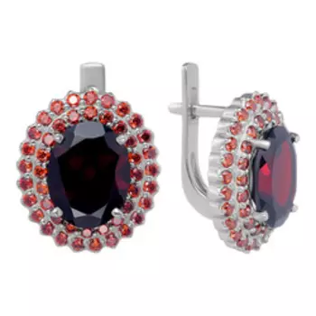Серебряные серьги с гранатами и фианитами