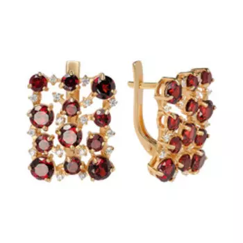 Серебряные серьги с гранатами и фианитами