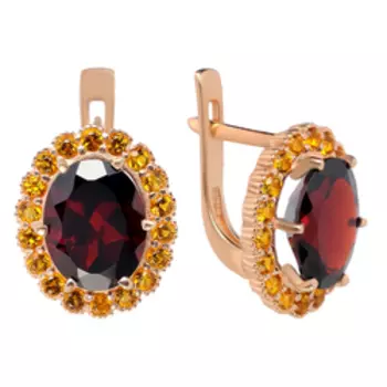 Серебряные серьги с гранатами и фианитами