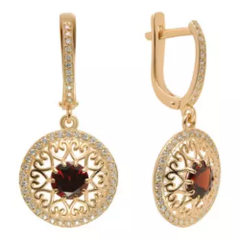 Серебряные серьги с гранатами и фианитами