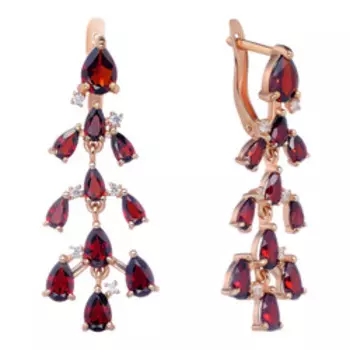 Серебряные серьги с гранатами и фианитами