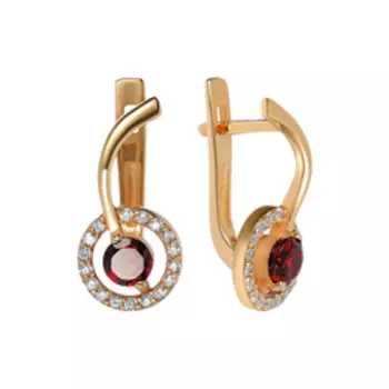 Серебряные серьги с гранатами и фианитами