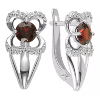 Серебряные серьги с гранатами и фианитами