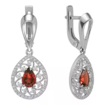 Серебряные серьги с гранатами и фианитами