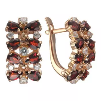 Серебряные серьги с гранатами и фианитами