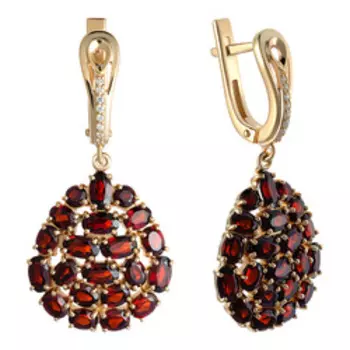 Серебряные серьги с гранатами и фианитами