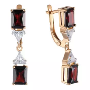 Серебряные серьги с гранатами и фианитами