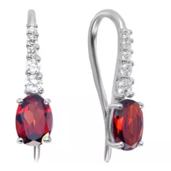 Серебряные серьги с гранатами и фианитами