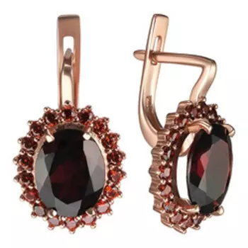 Серебряные серьги с гранатами и фианитами