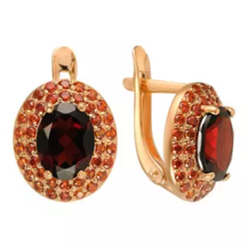 Серебряные серьги с гранатами и фианитами