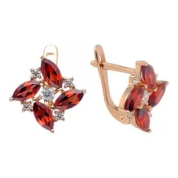 Серебряные серьги с гранатами и фианитами