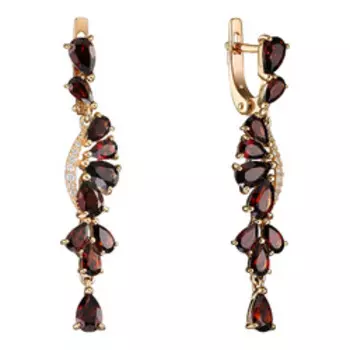 Серебряные серьги с гранатами и фианитами