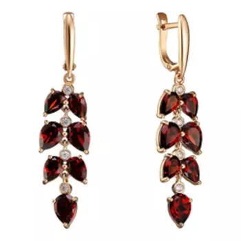 Серебряные серьги с гранатами и фианитами