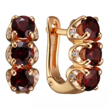 Серебряные серьги с гранатами и фианитами