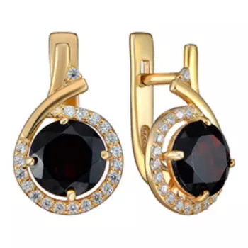 Серебряные серьги с гранатами и фианитами