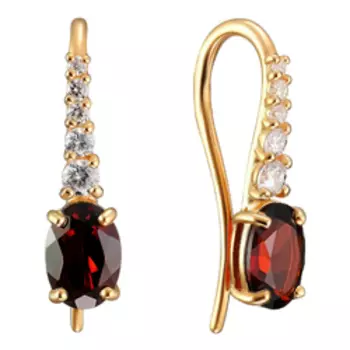 Серебряные серьги с гранатами и фианитами