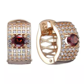 Серебряные серьги с гранатами и фианитами