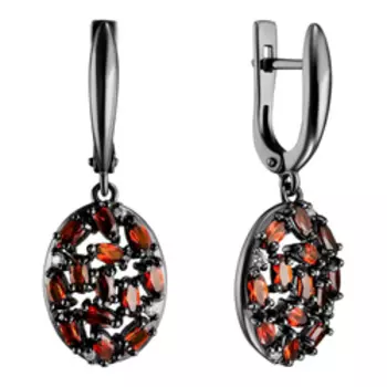 Серебряные серьги с гранатами и фианитами