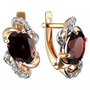 Серебряные серьги с гранатами и фианитами