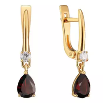 Серебряные серьги с гранатами и фианитами