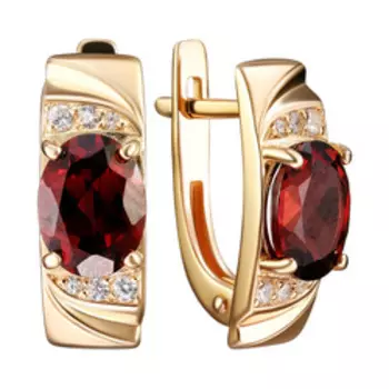 Серебряные серьги с гранатами и фианитами