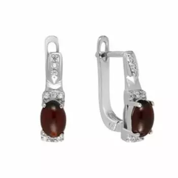 Серебряные серьги с гранатами и фианитами