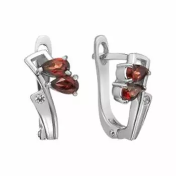Серебряные серьги с гранатами и фианитами