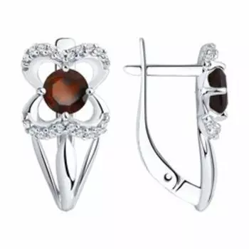 Серебряные серьги с гранатами и фианитами