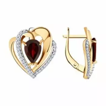 Серебряные серьги с гранатами и фианитами