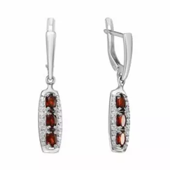 Серебряные серьги с гранатами и фианитами