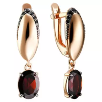 Серебряные серьги с гранатами и кубическим цирконием