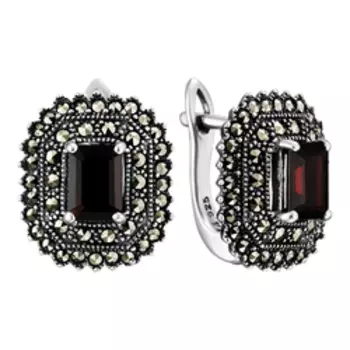 Серебряные серьги с гранатами и марказитами