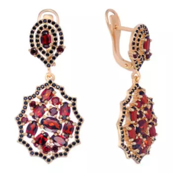 Серебряные серьги с гранатами и нанокристаллами