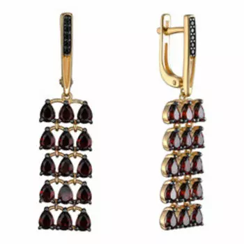 Серебряные серьги с гранатами и шпинелью