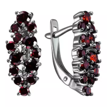 Серебряные серьги с гранатами Мозамбик