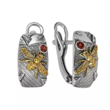 Серебряные серьги с гранатами "Пчелы"
