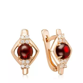 Серебряные серьги с гранатом