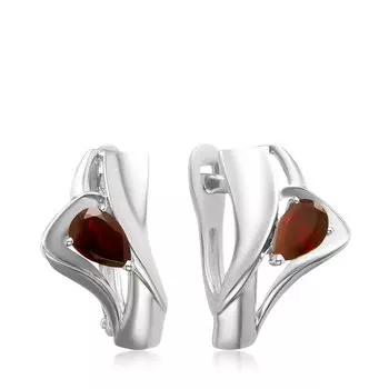 Серебряные серьги с гранатом