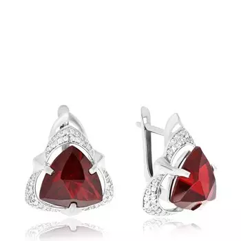 Серебряные серьги с гранатом